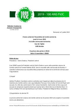 Procès verbal Assemblée, Comité Central