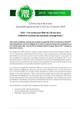 Communiqués de presse, AG FVJC