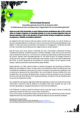 Communiqués de presse, La Fédé passe au tout numérique pour l’organisation de son AG